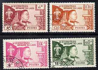 Laos 1959 King Sisavang Vong perf set of 4 fine cds used, SG 89-92, stamps on royalty