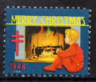 Cinderella - United States 1948 Christmas TB Seal (greenish-blue background) unmounted mint*, stamps on cinderella, stamps on christmas, stamps on  tb , stamps on diseases