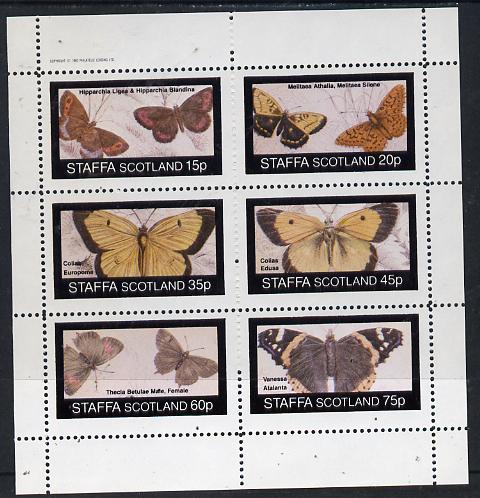 Staffa 1982 Butterflies (Hipparchia) perf set of 6 values (15p to 75p) unmounted mint, stamps on butterflies