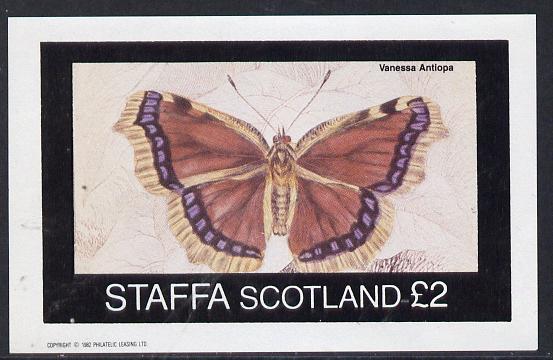 Staffa 1982 Butterflies (Vanessa Antiopa) imperf deluxe sheet (Â£2 value) unmounted mint, stamps on butterflies