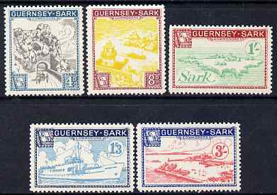 Guernsey - Sark 1963 definitive set of 5 unmounted mint Rosen CS CS 33-37, stamps on ships, stamps on maps, stamps on harbours, stamps on tourism