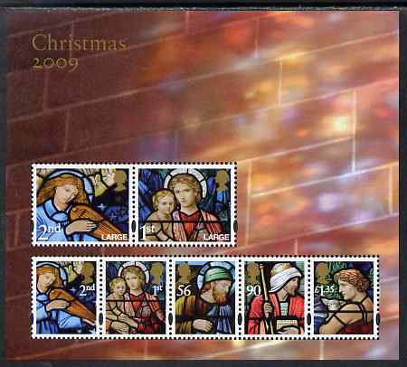 Great Britain 2009 Christmas perf m/sheet unmounted mint , stamps on christmas, stamps on stained glass