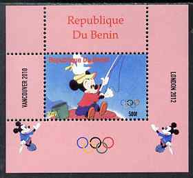 Benin 2009 Olympic Games - Disney Characters #13 individual perf deluxe sheet unmounted mint. Note this item is privately produced and is offered purely on its thematic appeal, stamps on olympics, stamps on fishing, stamps on cartoons , stamps on disney, stamps on films, stamps on cinema, stamps on movies