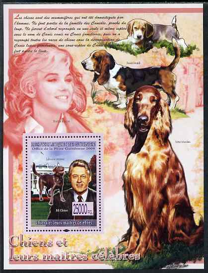 Guinea - Conakry 2009 Dogs and their Masters (Clinton & Marilyn) perf s/sheet unmounted mint, stamps on , stamps on  stamps on personalities, stamps on  stamps on dogs, stamps on  stamps on films, stamps on  stamps on movies, stamps on  stamps on cinema, stamps on  stamps on usa presidents, stamps on  stamps on marilyn, stamps on  stamps on literature, stamps on  stamps on 