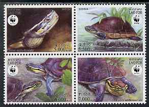 Laos 2004 WWF - Malayan Box Turtle perf set of 4 in se-tenant block unmounted mint, stamps on  wwf , stamps on animals, stamps on turtles