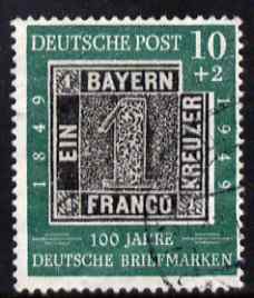 Germany - West 1949 Stamp Centenary 10pf + 2pf fine cds used SG 1035, stamps on stamp centenary, stamps on stamp on stamp, stamps on stampon, stamps on 