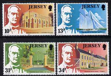 Jersey 1985 Thomas Davis (philanthropist) set of 4 unmounted mint, SG 376-79, stamps on ships, stamps on personalities
