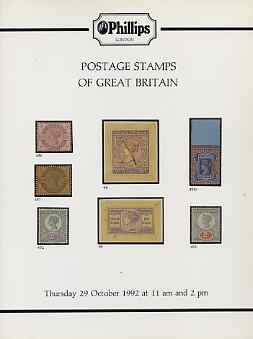 Auction Catalogue - Great Britain - Phillips 29 Oct 1992 - the R C Alcock stock - cat only (some ink notations), stamps on 