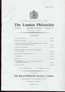 Literature - London Philatelist Vol 94 Number 1113-14 dated Sept-Oct 1985 - with articles relating to Great Britain Embossed & India, stamps on 