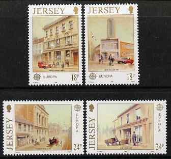 Jersey 1990 Europa - Post Office Buildings set of 4 unmounted mint, SG 517-20, stamps on postal, stamps on europa