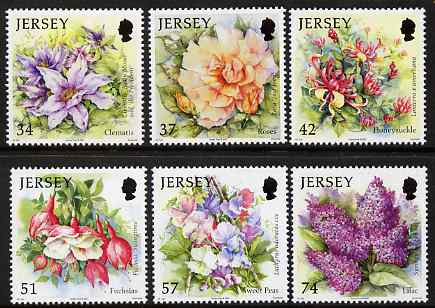 Jersey 2007 Summer Flowers set of 6 unmounted mint, SG 1320-25, stamps on flowers