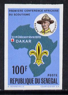 Senegal 1970 Scouting Conference 100f (Baden-Powell, Badge & Map) imperf proof from limited printing, SG 442*, stamps on scouts    maps