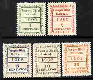 Guatemala 1902 Official perf set of 5 unmounted mint SG O127-31, stamps on officials