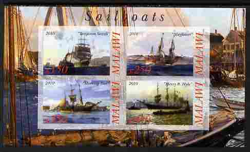 Malawi 2010 Tall Ships #02 imperf sheetlet containing 4 values unmounted mint, stamps on ships, stamps on 
