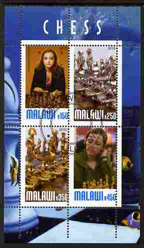 Malawi 2010 Chess - Modern Masters #01 perf sheetlet containing 4 values fine cto used, stamps on chess
