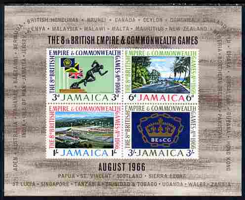 Jamaica 1966 British Empire & Commonwealth Games per m/sheet unmounted mint, SG MS 258, stamps on sport, stamps on running, stamps on flags, stamps on 