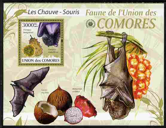 Comoro Islands 2009 Bats perf s/sheet unmounted mint Yv 196, stamps on animals, stamps on mammals, stamps on bats, stamps on fruit