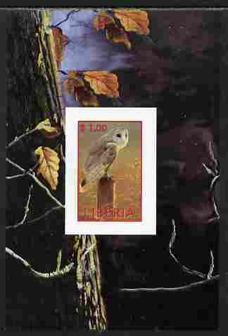 Liberia 2000 Owls #6 imperf s/sheet unmounted mint, stamps on , stamps on  stamps on birds, stamps on  stamps on owls, stamps on  stamps on birds of prey