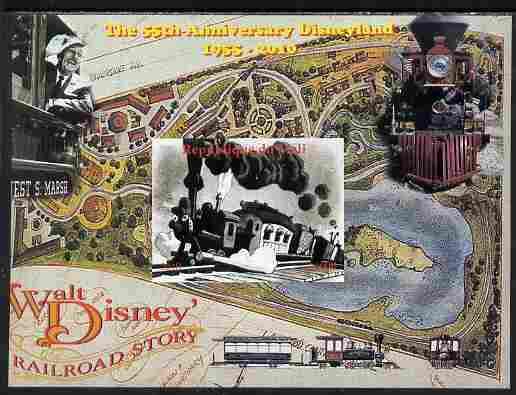 Mali 2010 The 55th Anniversary of Disneyland - Walt Disney's Railroad Story #02 imperf s/sheet unmounted mint. Note this item is privately produced and is offered purely on its thematic appeal , stamps on disney, stamps on cartoons, stamps on films, stamps on cinema, stamps on movies, stamps on railways