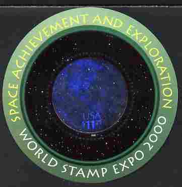United States 2000 World Expo 2000 Stamp Exhibition imperf m/sheet (Circular hologram) unmounted mint SG MS 3832e, stamps on stamp exhibitions, stamps on circular, stamps on holograms