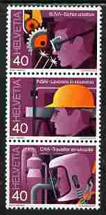 Switzerland 1978 Safety at Work perf strip of 3 unmounted mint SG 963a, stamps on safety, stamps on 
