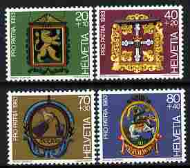 Switzerland 1983 Pro Patria - Inn Signs perf set of 4 unmounted mint SG 1056-59, stamps on alcohol, stamps on cats, stamps on lions, stamps on st george, stamps on 