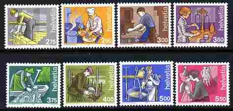 Switzerland 1989-2001 Occupations perf set of 8 unmounted mint SG 1168-76, stamps on , stamps on  stamps on drugs, stamps on  stamps on food, stamps on  stamps on fishing, stamps on  stamps on wine, stamps on  stamps on alcohol, stamps on  stamps on textiles