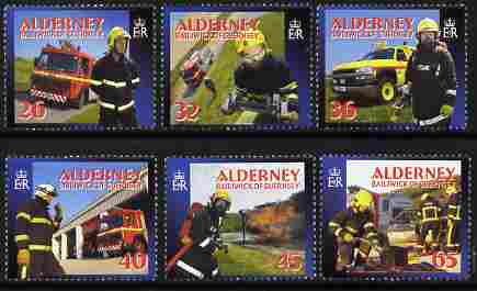 Guernsey - Alderney 2004 Community Services (4th series) Fire Service perf set of 6 unmounted mint SG A242-47, stamps on , stamps on  stamps on fire