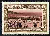 Australia 1938 Bondi Beach, Sydney Poster Stamp from Australias 150th Anniversary set, very fine mint with full gum, stamps on tourism
