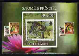 St Thomas & Prince Islands 2010 Stamp On Stamp - WWF Bat (Bulgaria) individual imperf deluxe sheet unmounted mint. Note this item is privately produced and is offered purely on its thematic appeal, stamps on , stamps on  stamps on stamponstamp, stamps on  stamps on stamp on stamp, stamps on  stamps on  wwf , stamps on  stamps on bats, stamps on  stamps on mammals