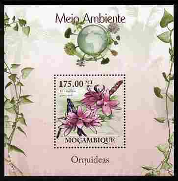 Mozambique 2010 The Environment - Orchids perf m/sheet unmounted mint Michel BL 290, stamps on flowers, stamps on orchids, stamps on environment