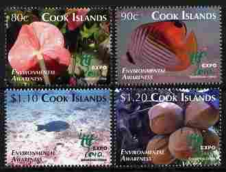 Cook Islands 2010 Environmental Awareness perf set of 4 unmounted mint , stamps on environment, stamps on fish, stamps on flowers, stamps on food