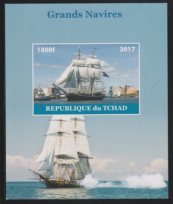 Chad 2017 Sailing Ships imperf s/sheet containing 1 value unmounted mint. Note this item is privately produced and is offered purely on its thematic appeal. . , stamps on ships, stamps on 