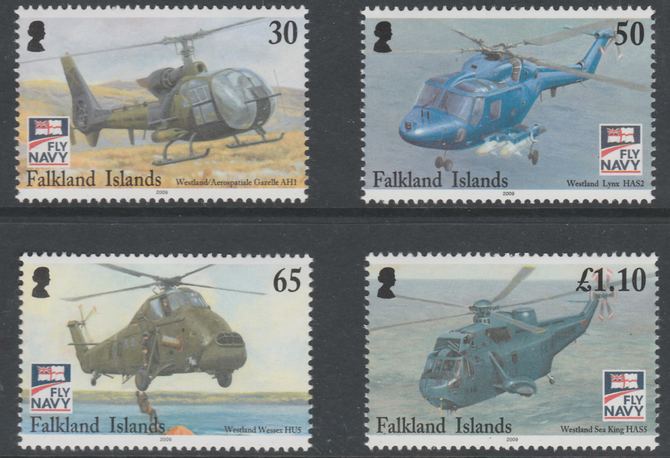 Falkland Islands 2009 Centenary of naval Aviation set of 4 unmounted mint, stamps on  aviation, stamps on  helicopters, stamps on 