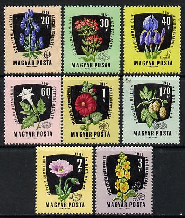 Hungary 1961 Medicinal Plants perf set of 8, Mi 1799-1806, stamps on , stamps on  stamps on flowers, stamps on  stamps on iris, stamps on  stamps on medical, stamps on medicinal plants