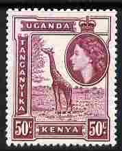 Kenya, Uganda & Tanganyika 1954-59 Giraffe 50c unmounted mint SG 173, stamps on animals, stamps on giraffes