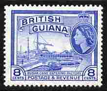British Guiana 1954-63 Sugar Cane Entering Factory 8c Script CA unmounted mint SG 337, stamps on sugar