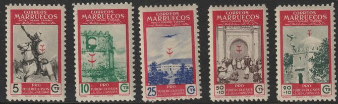 Spanish Morocco 1950 Anti-tuberculosis Fund set of 5 unmounted mint, SG 351-5, stamps on medical.diseases