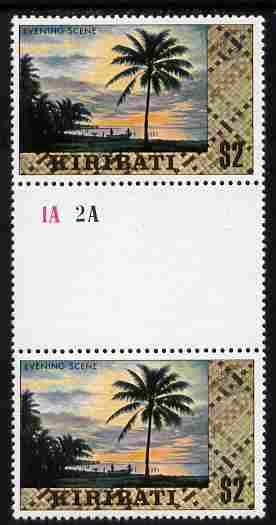 Kiribati 1979 def $2 gutter pair with wmk sideways inverted unmounted mint SG 99aw, stamps on 