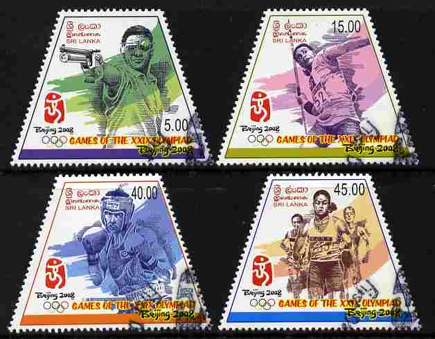 Sri Lanka 2008 Beijing Olympic Games perf set of 4 cancelled with Olympic Logo SG 1948-51, stamps on olympics, stamps on shooting, stamps on javelin, stamps on boxing, stamps on running