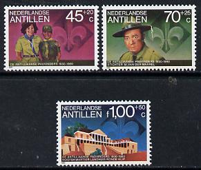 Netherlands Antilles 1981 Scout Anniversary set of 3 unmounted mint, SG 757-59*, stamps on scouts