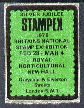 Cinderella - Great Britain 1978 Silver Jubilee Stampex self adhesive Exhibition label , stamps on stamp exhibitions, stamps on self adhesive, stamps on cinderella