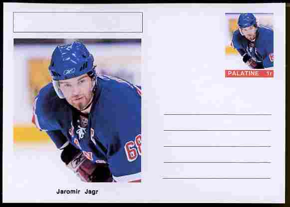 Palatine (Fantasy) Personalities - Jaromir Jagr (ice hockey) postal stationery card unused and fine, stamps on personalities, stamps on sport, stamps on ice hockey, stamps on 