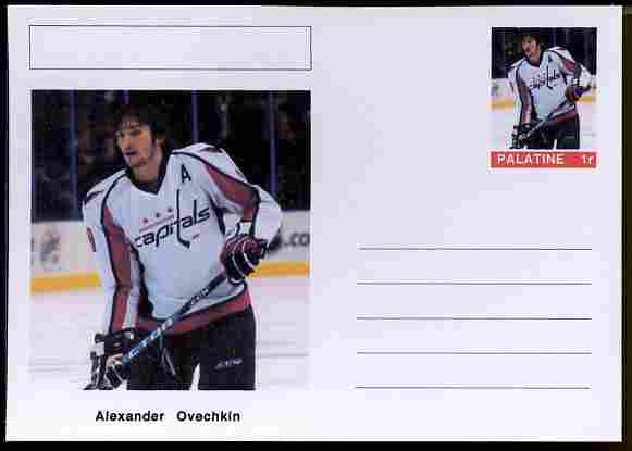 Palatine (Fantasy) Personalities - Alexander Ovechkin (ice hockey) postal stationery card unused and fine, stamps on personalities, stamps on sport, stamps on ice hockey, stamps on 