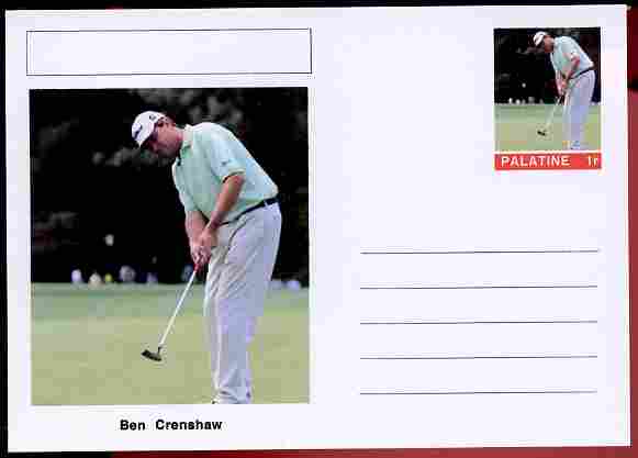 Palatine (Fantasy) Personalities - Ben Crenshaw (golf) postal stationery card unused and fine, stamps on , stamps on  stamps on personalities, stamps on  stamps on sport, stamps on  stamps on golf
