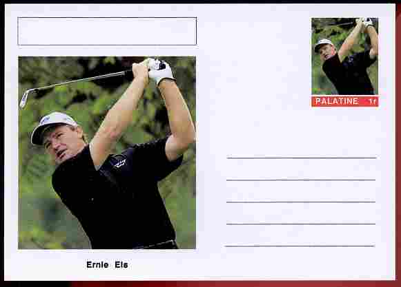 Palatine (Fantasy) Personalities - Ernie Els (golf) postal stationery card unused and fine, stamps on , stamps on  stamps on personalities, stamps on  stamps on sport, stamps on  stamps on golf, stamps on  stamps on 
