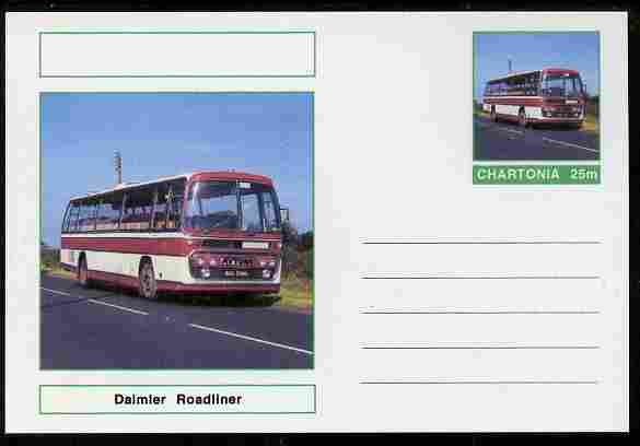 Chartonia (Fantasy) Buses & Trams - Daimler Roadliner Coach postal stationery card unused and fine, stamps on transport, stamps on buses