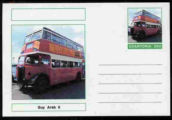 Chartonia (Fantasy) Buses & Trams - Guy Arab II Bus postal stationery card unused and fine, stamps on transport, stamps on buses