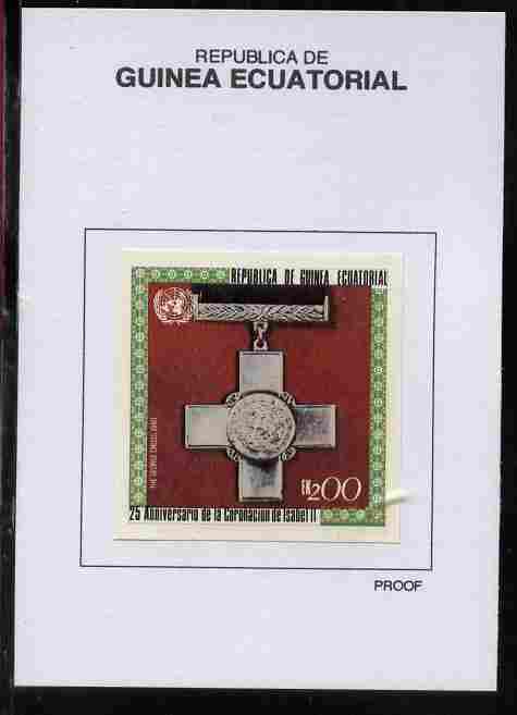 Equatorial Guinea 1978 Coronation 25th Anniversary (Medals) 200EK The George Cross 1940 proof in issued colours mounted on small card - as Michel 1393, stamps on militaria, stamps on medals, stamps on royalty, stamps on coronation