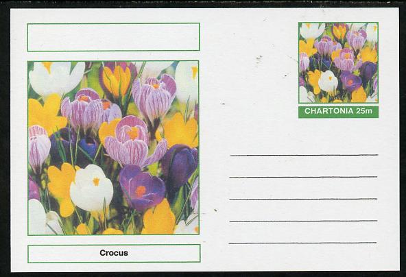 Chartonia (Fantasy) Flowers - Crocus postal stationery card unused and fine, stamps on flowers